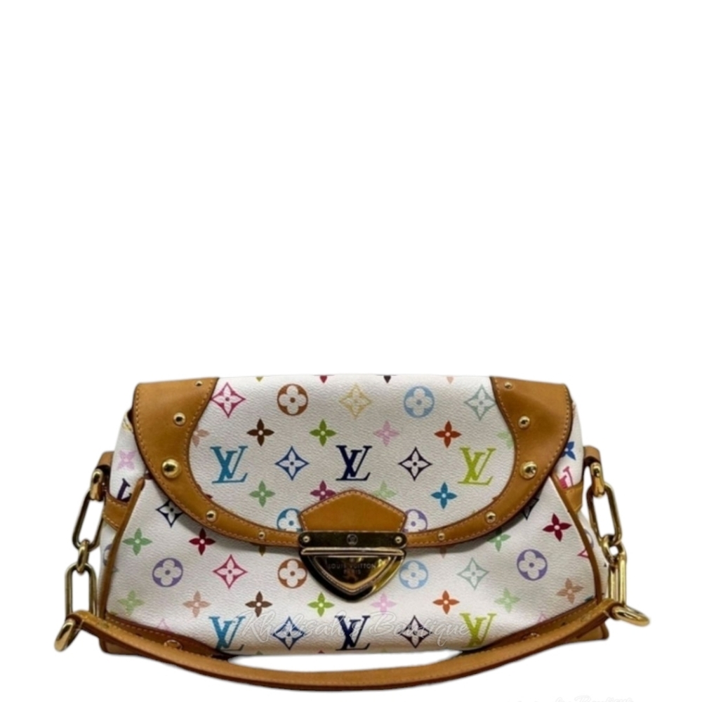 Rare! Louis Vuitton LV X Takashi BEVERLY White Multicolor Monogram Bag Blanco MM - Picture 9 of 16